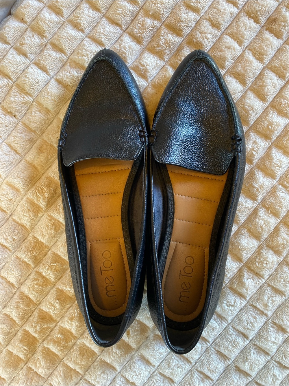 me too Black Pointed Toe Slip-On Flats